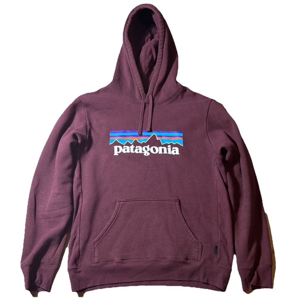 Patagonia Uprise Logo Hoodie Men's Small Maroon Regular Fit Sweatshirt Burgundy